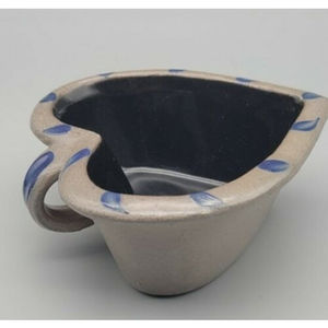 Vintage  - Rowe Pottery Works - Salt Glazed Heart Shaped Dish - 1995